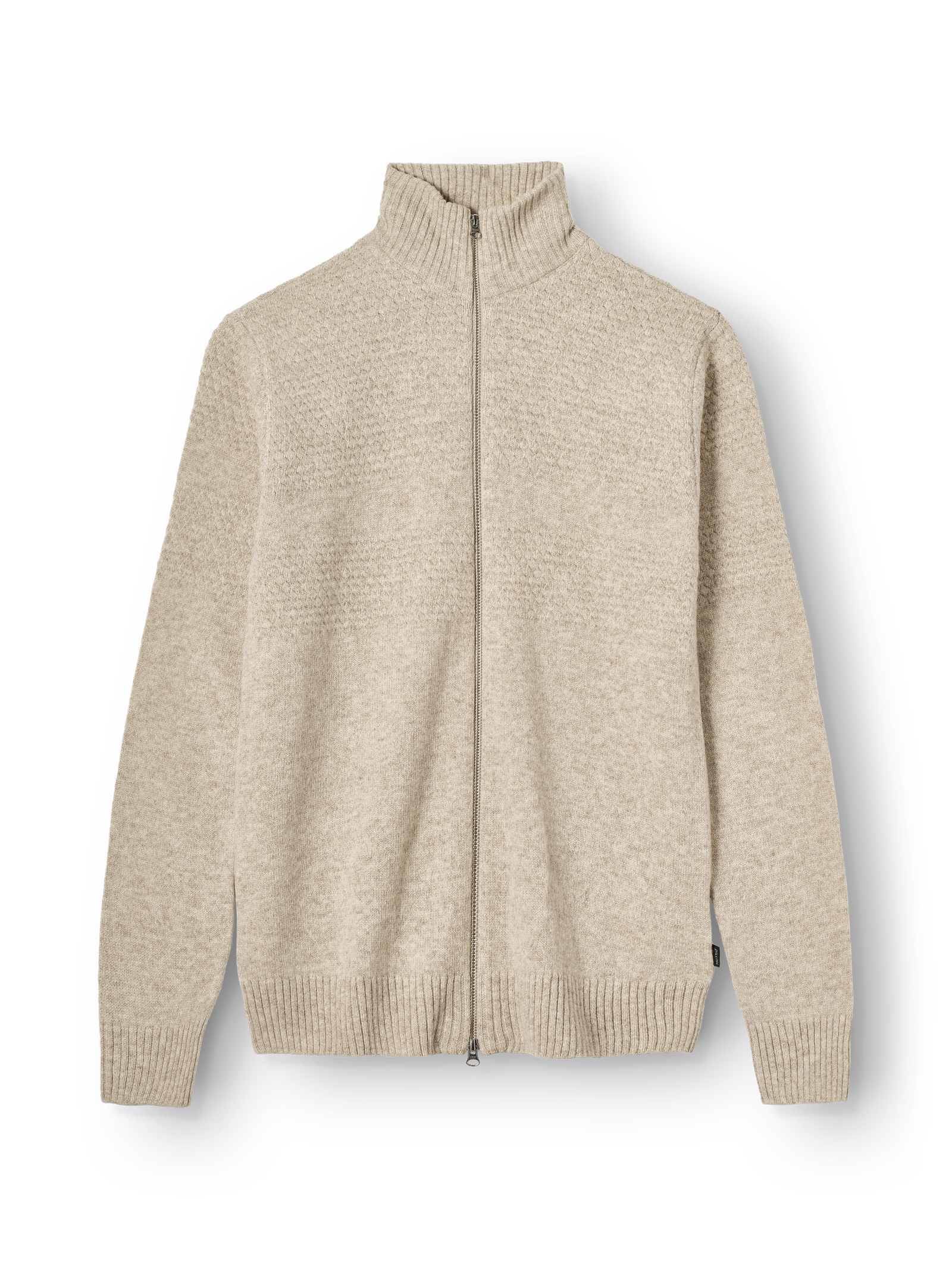 Men's lambswool textured knit cardigan