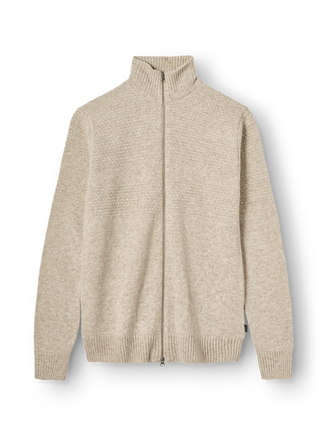 Men's lambswool textured knit cardigan