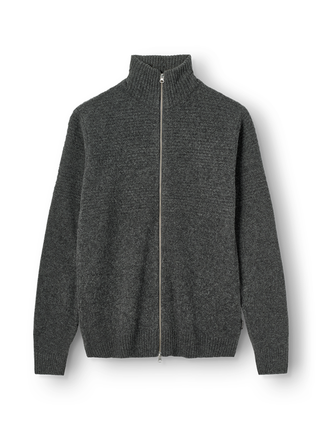 Men's lambswool textured-knit cardigan