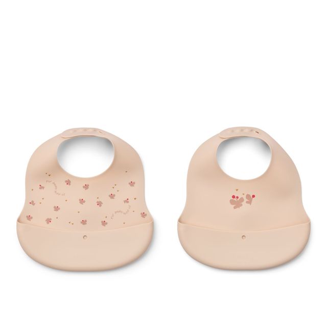Silicone bibs with catch-all pocket, 2-pack