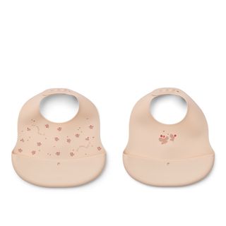 Silicone bibs with catch-all pocket, 2-pack
