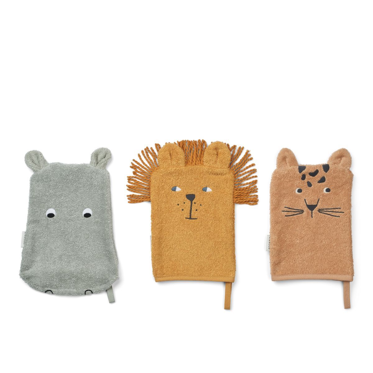 Kids' cotton terry washcloths (flannels), set of 3