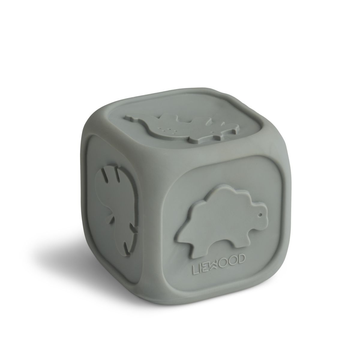 Natural rubber dice with embossed animal motifs