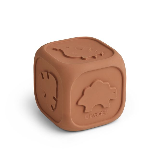 Natural rubber dice with embossed animals