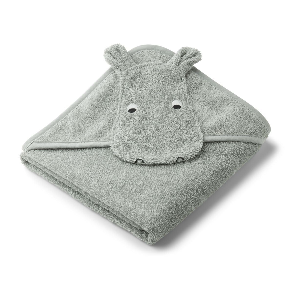 Baby hooded towel with hippo ears, cotton