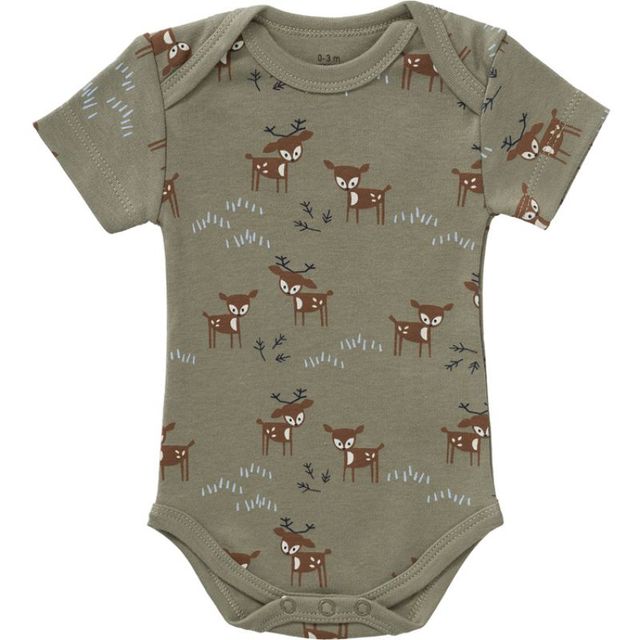 Organic cotton GOTS certified short-sleeved baby bodysuit berceau magique fresk