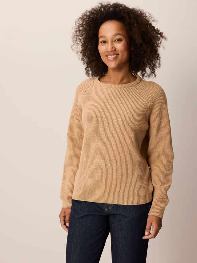 Women's cotton and wool rib-knit sweater (jumper)