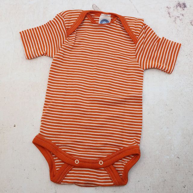 Baby merino wool and silk short-sleeve bodysuit