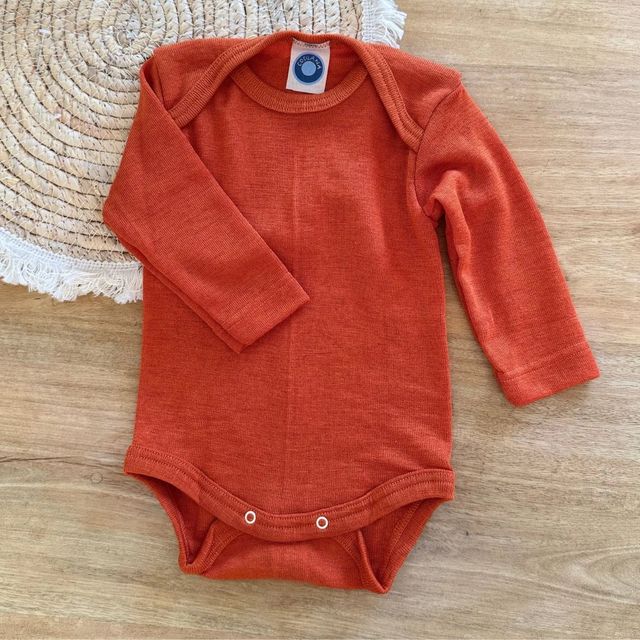 Baby wool and silk long-sleeved bodysuit