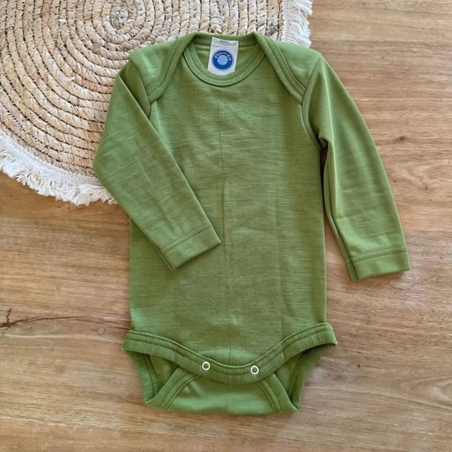 Baby merino wool and silk long-sleeve bodysuit