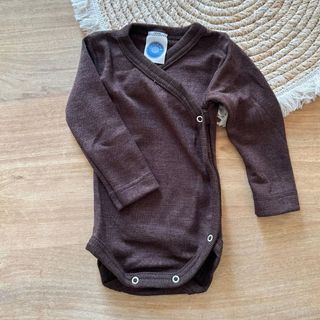 Baby merino wool and silk long-sleeved front-opening bodysuit