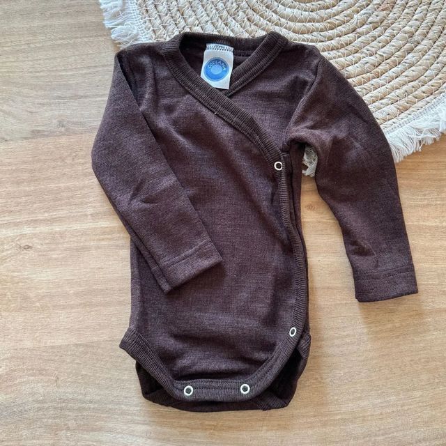 Baby merino wool and silk long-sleeved front-opening bodysuit