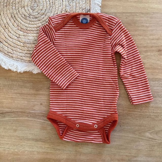 Baby merino wool and silk long-sleeve bodysuit