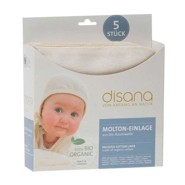 Foldable cotton fleece diaper (nappy) liners, pack of 5