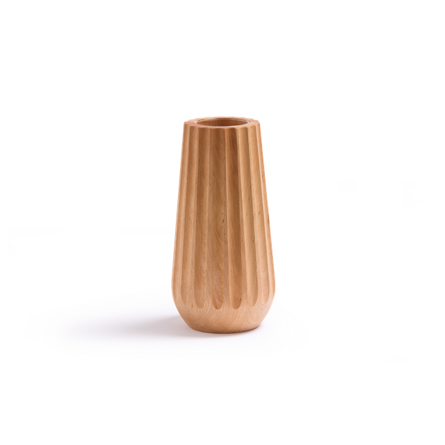 Alder wood vase with glass insert