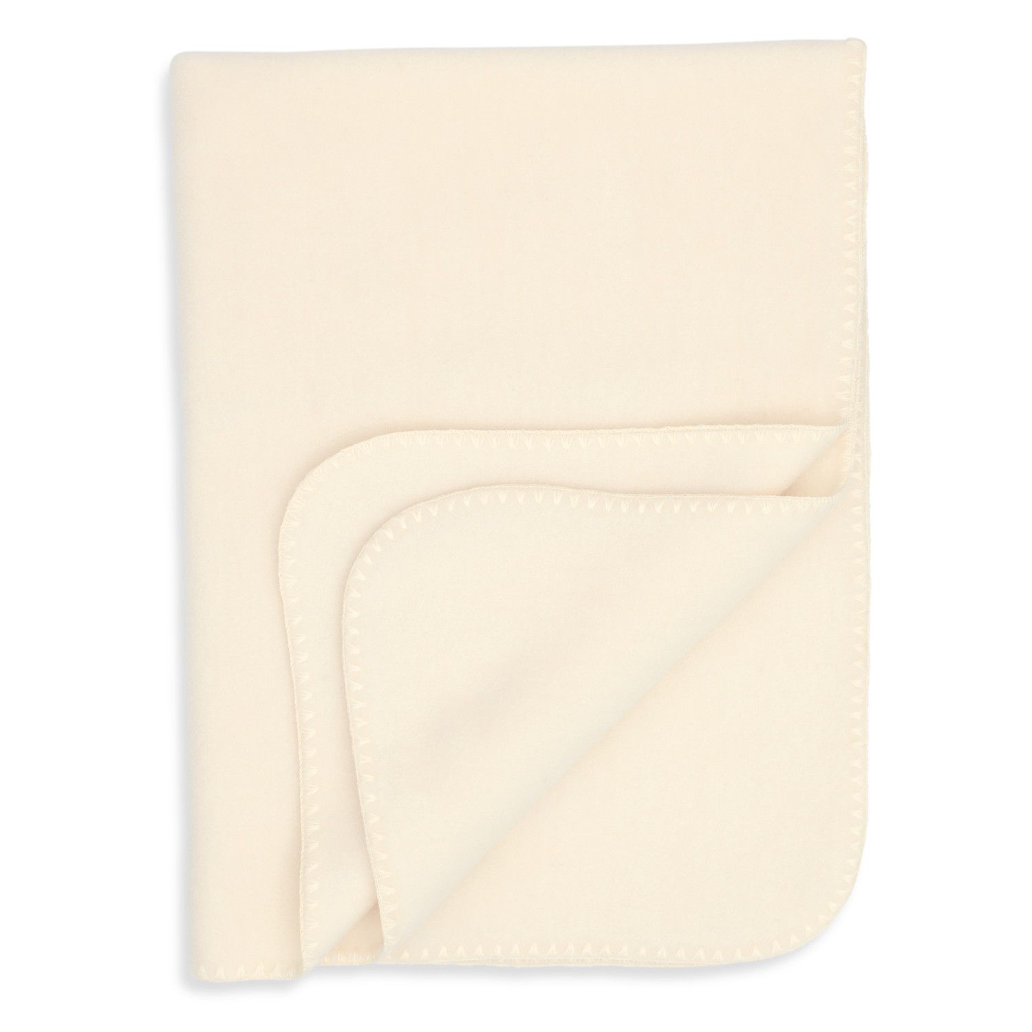 Baby merino wool fleece blanket with scalloped edge