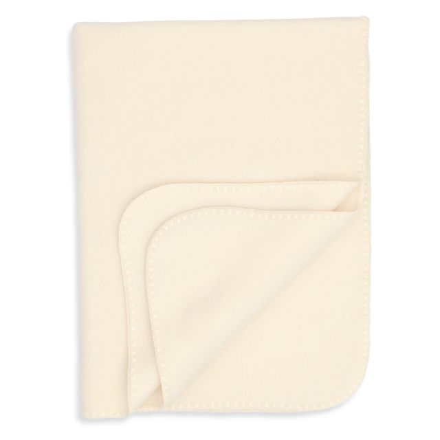 Baby merino wool fleece blanket with scalloped edge