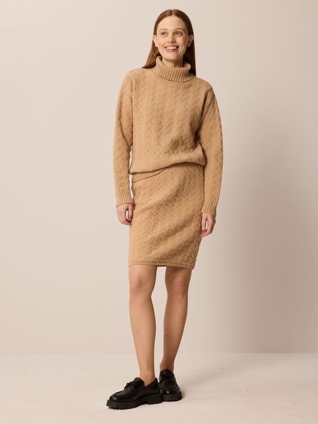 Women's cotton and wool cable-knit mini skirt