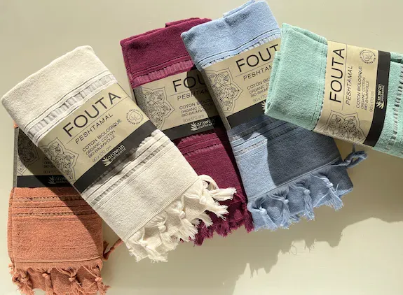 Reversible cotton fouta (hammam towel) with terry side