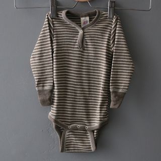 Baby merino wool and silk long-sleeve bodysuit (vest)