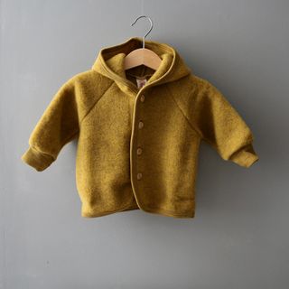 Baby merino wool fleece jacket with hood
