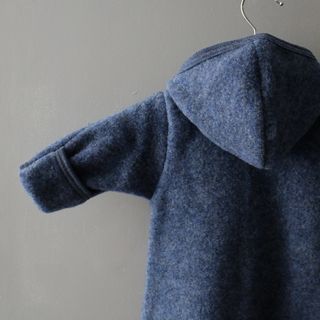Baby merino wool fleece snugglesuit with hood