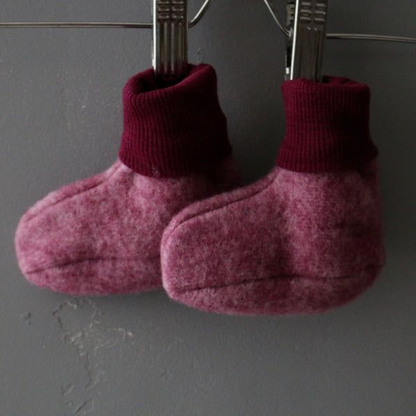 Baby merino wool fleece and cotton booties
