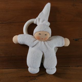 Gnome comforter doll with wooden teething ring