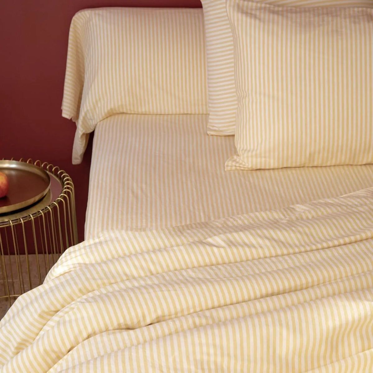 Cotton percale fitted sheet for double bed