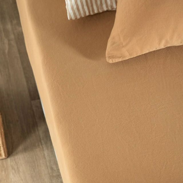 Kids' washed cotton satin fitted sheet