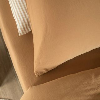 Kids' washed cotton satin fitted sheet