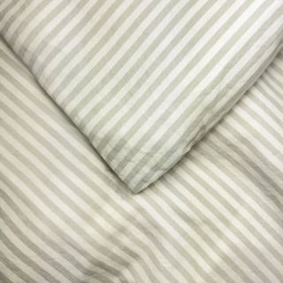 Cotton percale duvet cover, lime stripe