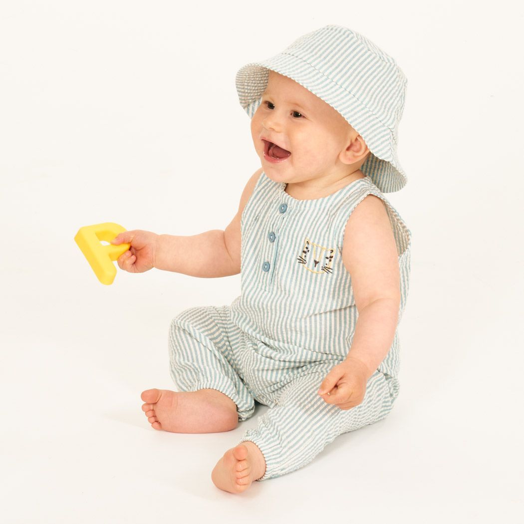 Kids' organic cotton seersucker sun hat