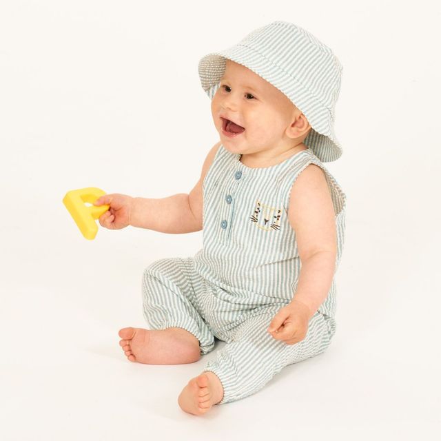 Kids' organic cotton seersucker sun hat