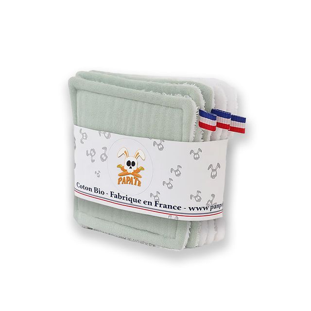 Pack of 6 reusable organic cotton wipes