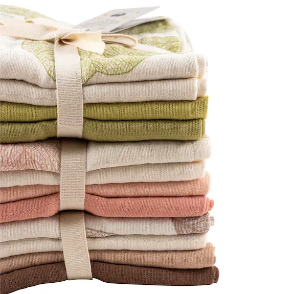 Double gauze cotton swaddle blankets (muslin squares), set of 4