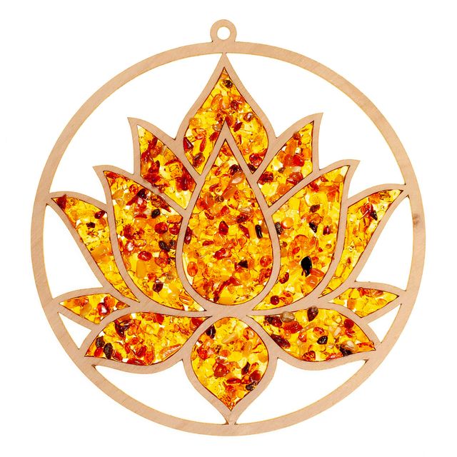 Amber and birch wood suncatcher