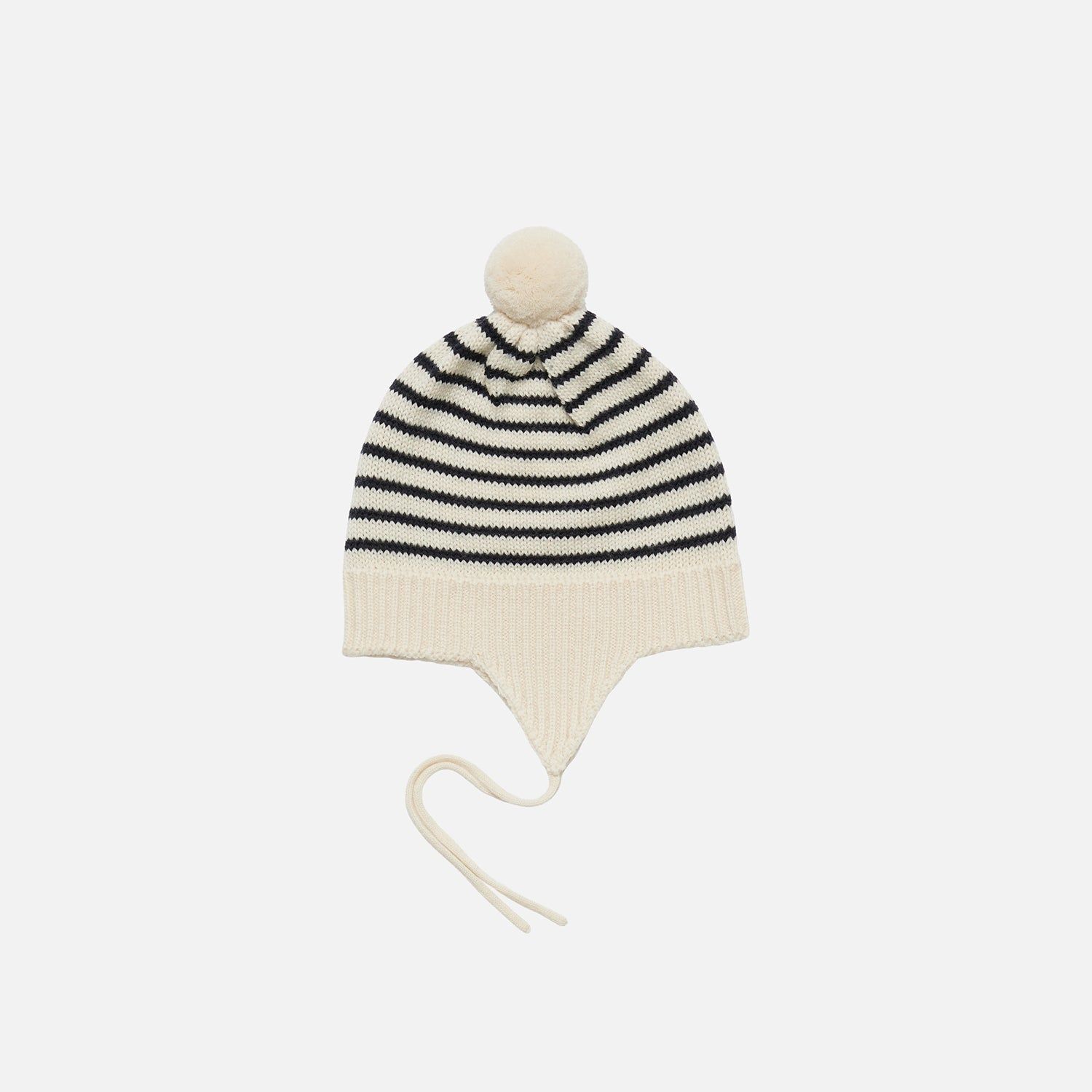 Baby merino wool pom-pom hat with ear flaps