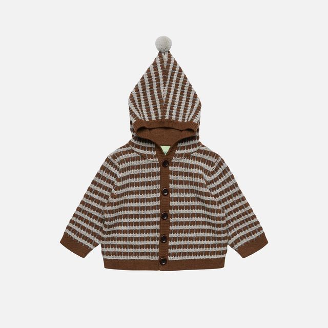 Baby merino wool hooded cardigan
