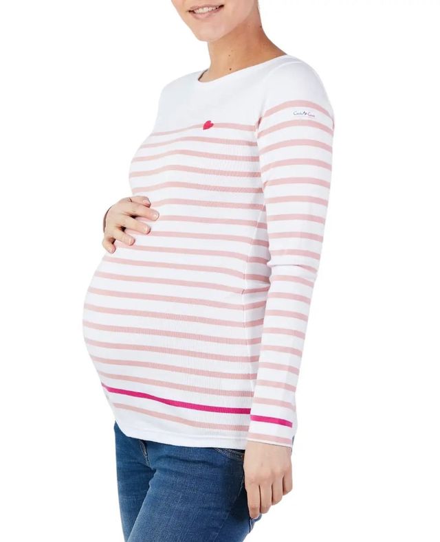 Women's cotton Breton striped maternity top