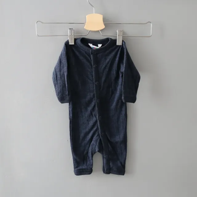 Navy merino wool and silk baby romper