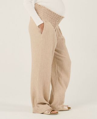 Women's maternity cotton gauze smocked pants (trousers)