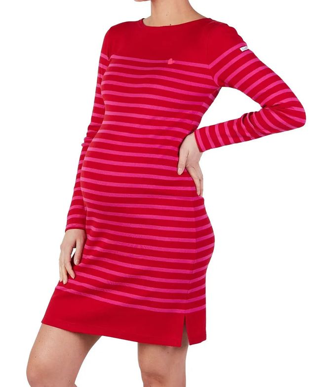Women's cotton Breton-stripe maternity dress