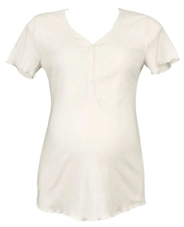 Cotton pointelle maternity and nursing T-shirt