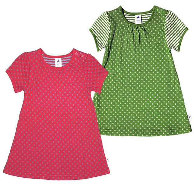 Organic cotton summer dress with puff sleeves